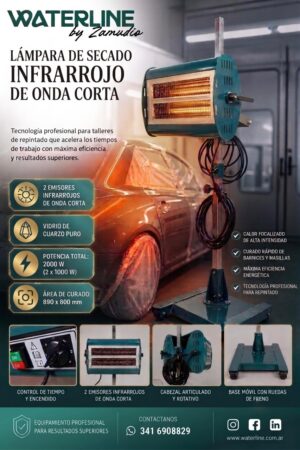Lampara de Secado Infrarrojo Onda Corta 2000 W.